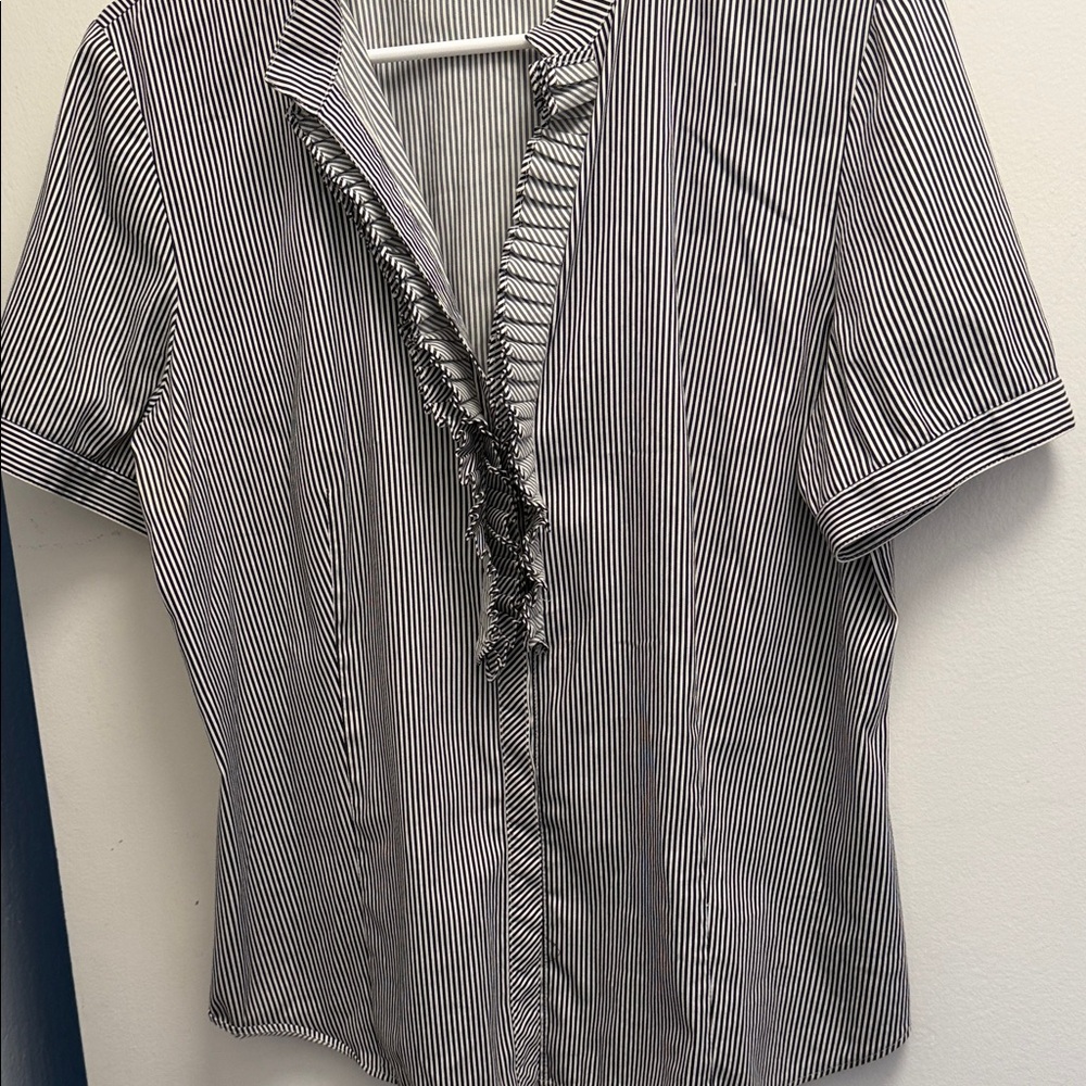 Lafayette 148 New York Black and White Striped Blouse